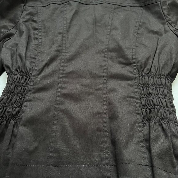 GUESS women's black short bomber bolero style jacket Large buckle neckline - Picture 5 of 6